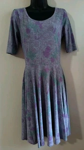 NWOT LuLaRoe Nicole Dress Sz M Purple Floral Gray - Picture 1 of 5