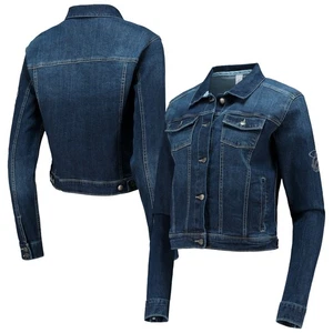 Chaqueta de mezclilla para mujer Lusso azul Miami Heat Georgie cristales de Swarovski con botones - Imagen 1 de 4