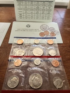 1989 P and D United States Mint Uncirculated 10-Coin Set - Picture 1 of 3