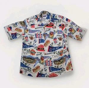 Reyn Spooner Hawaiian Shirt Mens Medium Chicago Cubs Wrigley MLB Baseball Rayon - Picture 1 of 11