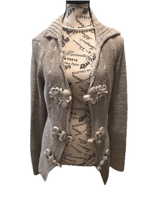 Cárdigan Coldwater Creek Pequeño 6/8 Dorado Tostado Tejido Suéter Cierre Garra Langosta Foto 1 de 4