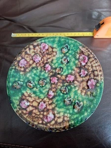 Vintage Wall Hanging Enamelled Metal Plate Floral - Picture 1 of 7