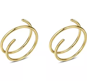 Tiny Gold Double Hoop Nose Ring  Spiral Nose Ring 20 Gauge 8~mm Piercing Set 2 - Picture 1 of 6