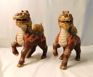 Pair Vintage Chinese Dragon Horses Longma F 21 - Picture 1 of 11
