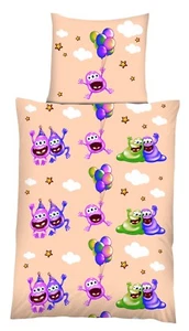 Microfaser Kinder Jugend Bettwäsche 135x200 / 80x80 Monster 598978 beige - Bild 1 von 1