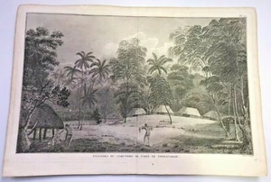 CEMENTERIO TONGA DE TONGATABOO 1780 JAMES COCIN GRANDE VISTA ANTIGUA SIGLO 18 - Imagen 1 de 2