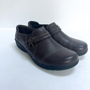 Clarks Cheyn Madi Womens Sz 7 Shoes Dark Brown Leather Slip On Comfort Loafer - Picture 1 of 10