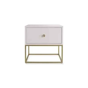 Sofology NEW Fosse End Table - High Gloss Taupe with Golden Legs - Picture 1 of 7