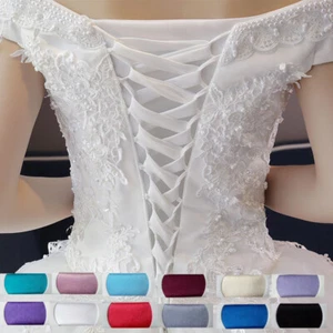 Coloured Replacement Satin Lace up ribbons for Wedding Dress Corset 4M x 1.5cm - Picture 1 of 28