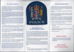 New Zealand Police Shoulder Patch mounted in a Department History Card - Picture 1 of 2