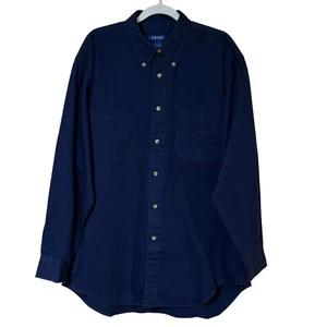 Camicia Izod con bottoni davanti manica lunga blu navy uomo grande - Foto 1 di 12