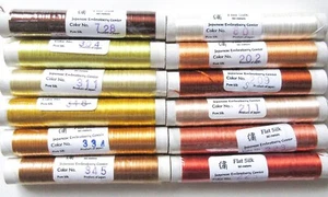 12 Flat Silk Thread, Japanese Embroidery Center, Yellow Orange Made in Japan - Picture 1 of 5
