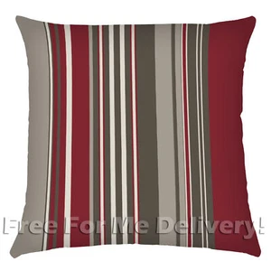 CASA STRIPES BROWN BEIGE RED CREAM DESIGNER PILLOW CUSHION 45x45cm **NEW** - Picture 1 of 3