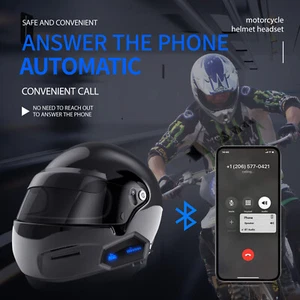Motorcycle Helmet Headset Wireless Bluetooth 5.0 Headphone Speaker Hands Free  - Foto 1 di 24