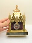 + Brass Gothic Reliquary Shrine With Relic Of St. Clement Hofbauer + (Cu119)