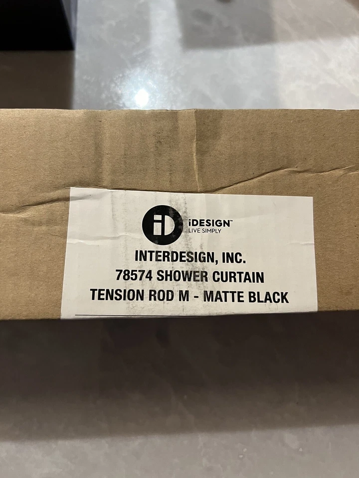 InterDesign 78574, Tension Rod, Metal, Shower Curtain Rod, Matte Black 43-75inch - Image 1 of 2