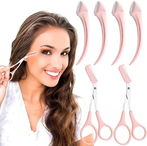 6PCS Eyebrow Trimmer Set Stainless Steel Curved Eyebrow Razor Eyebrow Scissors w - Picture 1 of 12