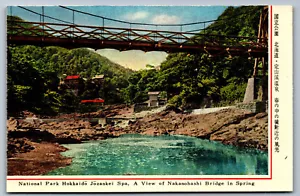 Postcard Japan c1950s Jozankei Spa Nakanohashi Bridge Hokkaido National Park BA6 - Picture 1 of 2