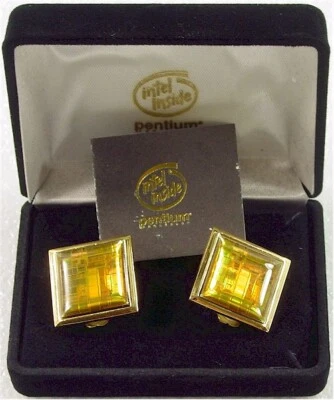 Vintage Intel Pentium Processor Chip Cuff Links Set (1994) - *NEW OLD STOCK!* - Image 1 of 3