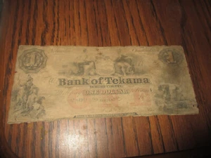 1857 $1 BANK OF BANK OF TEKAMA - NEBRASKA CURRENCY - Picture 1 of 2