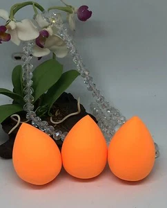 3x Cosmetic Makeup Foundation Blender Sponge Applicator - Orange - New - Picture 1 of 4