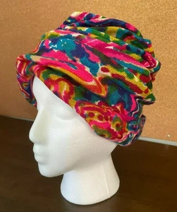 Vintage Evelyn Varon Multicolor Cloche Turban Hat, Union Made in the USA - Picture 1 of 8