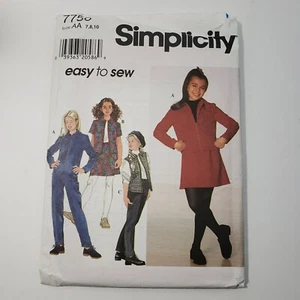 Simplicity  7750  Girls' Jacket Vest Skirt Pants Sewing Pattern Size 7-10 - Picture 1 of 6