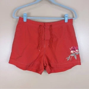 Gap Vintage Y2K Orange Floral Embroidered Swim Board Shorts Medium - Picture 1 of 8