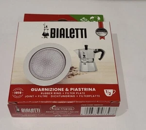 Bialetti 1/2 Half Cup Moka Pot Filter Plate & 1 Gasket/Rubber Ring - La Mokina - Picture 1 of 2