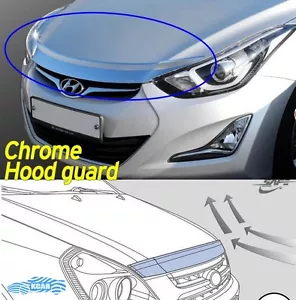 Bonnet Hood Guard Chrome Garnish Deflector K-893 for Hyundai ELANTRA 2011~2016 - Picture 1 of 12