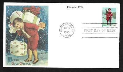 #3006 32c Christmas '95 -Child Holding Tree - Mystic FDC - Image 1 of 2