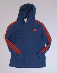 Adidas Youth Boys Hooded Long Sleeve Blue Shirt Boys Medium (10/12) - Picture 1 of 8