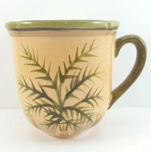 Sauvignon West Indies Mug 12 oz Green and Tan Stoneware Palm Tree A - Picture 1 of 6