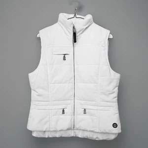 Bogner Puffer Vest Womens Large 10 White Stand Collar Ski Luxury Sporty - Picture 1 of 13
