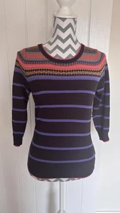 Per Una Navy Blue Jumper Size 10 Lightweight Thin Knit Top with 3/4 Sleeves - Picture 1 of 9
