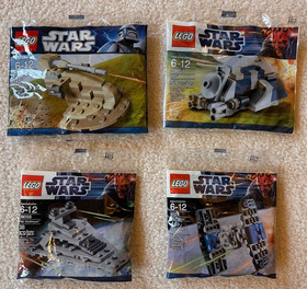 Vintage Lego Star Wars Mini sets 30052, 30056, 30059, and 8028; All New in Bags
