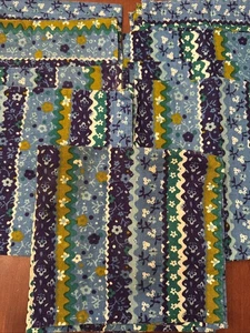 Vintage 14" ECKIGE Servietten Blau Flower Power 9er Set Handarbeit - Bild 1 von 9