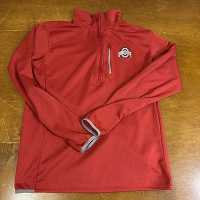 Ohio State Buckeyes Sweater Mens Large Red 1/4 Zip Pullover Columbia - Image 1 of 4
