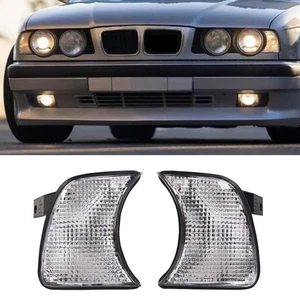 1 Pair Front Corner Lights Turn Signal For BMW 5-Series E34 1988-95 Clear Lens= - Picture 1 of 9