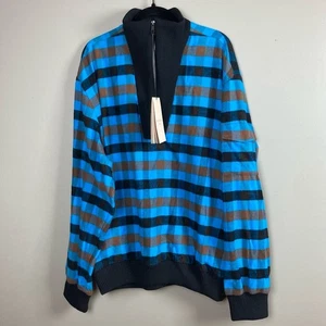 Buscemi Jersey Media Cremallera Hombre Talla XL - XXL Suéter Franela Cuadros Azul - Imagen 1 de 15