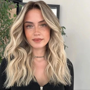 Pelucas delanteras de encaje 100 % cabello humano rubio dorado claro marrón ceniza raíz ceniza Balayage - Imagen 1 de 3