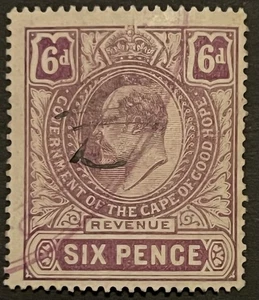 Kap der Guten Hoffnung KEVII Six Pence Einnahmen Steuermarke - Bild 1 von 1