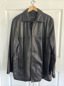 Jhane Barnes Men’s Black Leather New Zealand Lamb Outerwear Coat Sz 40 - Picture 1 of 21