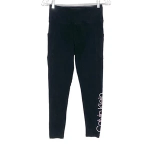 Calvin Klein Performance Leggings Spell Out Black White Stretch Womens Small S - Picture 1 of 10