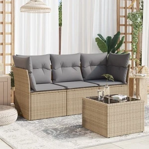Garden Sofa Set Outdoor Furniture Beige Cushions Modular Design - Picture 1 of 3