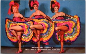 Tarjeta postal de South Tacoma Washington de los años 60 RESTAURANTE GAY DE LOS 90 Can Can Can Girls - Imagen 1 de 2