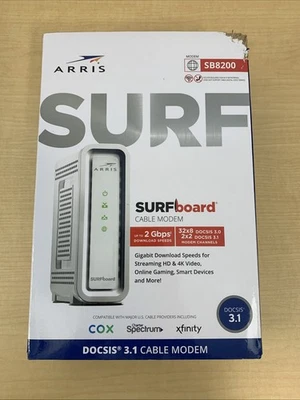 Módem de tabla de surf ARRIS SB8200 DOCSIS 3.1 cable módem 32X8 nuevo en caja abierta Foto 1 de 4