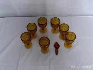 "Gebraucht" Vintage 7er Set Indiana Bernstein Kelche Glas Diadem & Wein Stopfen - Bild 1 von 11