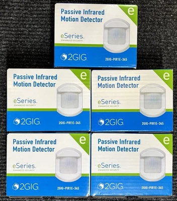 (Lot Of 5) 2gig eSeries 2GIG-PIR1e-345 Encrypted Infrared Motion Detector - Image 1 of 3