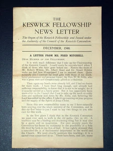 KESWICK FELLOWSHIP NEWSLETTER 1948 Fred Mitchell RARE - Imagen 1 de 1